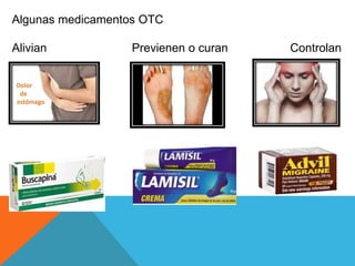 Algunas medicamentos OTC
Alivian Previenen o curan Controlan
 