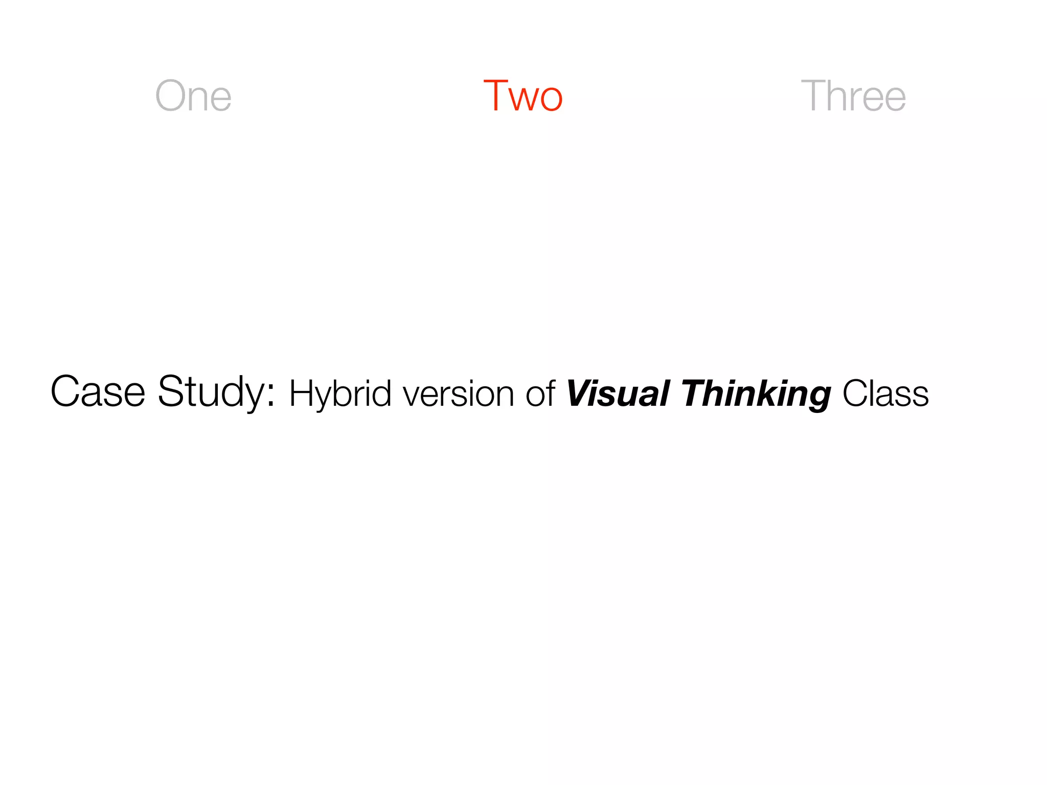 One                Two               Three




Case Study: Hybrid version of Visual Thinking Class
 