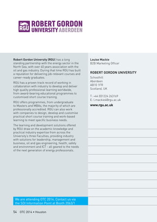 Academic Writing Example Rgu Scotland Pavilion at OTC 2014 - Come and meet us! | PDF