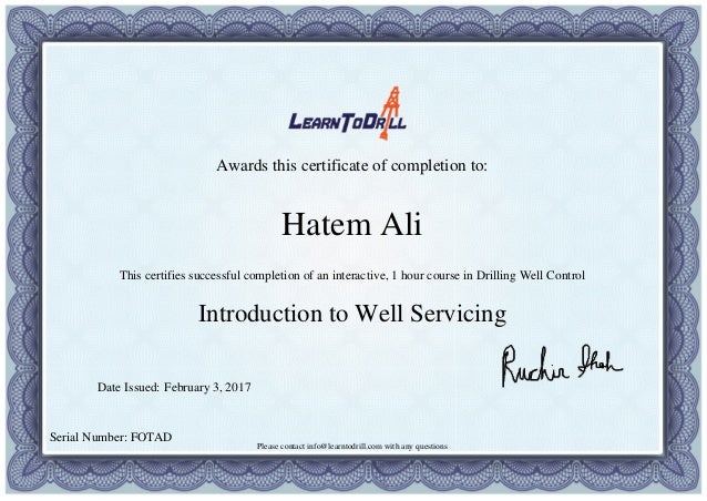 otc692 certificate of completion certificate of successful completion