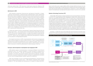 военными ведомствами. JGRE подчинена секретариату министра обороны США
и Агентству по военным действиям и боеприпасам (Land Warfare and Munitions).
Деятельность JGRE
JGRE занимается развитием стратегических партнерских отношений с государ-
ственными организациями и промышленными предприятиями в целях привлечения
финансовых средств, внедрения технологических достижений, ускорения исследова-
тельских процессов и разработок. Подобное сотрудничество имеет различные формы:
трансфер технологий, совместные программы с различными участниками, сотрудни-
чество с разработчиками в других государственных органах, а также взаимодействие
с гражданским обществом. Стратегическими партнерами JGRE являются Агентство
перспективных оборонных исследовательских проектов (Defense Advanced Research
Projects Agency, DARPA), Армейский центр исследований, разработки и инженерии
(Army’s Research, Development and Engineering Command, RDECOM), агентство Technical
Support Working Group (TSWG), National Center for Defense Robotics (NCDR), Националь-
ный институт стандартов и технологий (National Institute for Standards and Technology,
NIST), национальные лаборатории и др.
В 1998 году в рамках JRP было инициировано создание единой архитектуры для
беспилотных систем — Joint Architecture for Unmanned Systems (JAUS). Рабочая группа,
JAUS/AS-4 WG, активно взаимодействовала с государством, академическими кругами
и промышленностью с целью разработки стандартов архитектуры робототехниче-
ского ПО. C 2009 по 2010 год стандарты были закреплены законодательно и введены
в использование на международном уровне.
В последние несколько лет JGRE сконцентрировала свои усилия на координации
работы военных ведомств в области робототехники, а также на формулировании
приоритетов ее развития. Вооруженные силы государства создают спрос на опре-
деленные технологии в рамках стратегических планов, и JGRE призвана структури-
ровать заказы для устранения дублирования в финансируемых проектах.
Конкурсы, финансируемые и проводимые при поддержке JGRE
JGRE является одним из организаторов и спонсоров Intelligent Ground Vehicle
Competition (IGVC). Этот конкурс проводится на базе Оклендского университета в
Рочестере, штат Мичиган, с 1993 года. Участвующие в нем команды должны спро-
ектировать и построить автономное наземное транспортное средство, способное
выполнить несколько определенных заданий. Ежегодно в соревновании принимают
участие около 40 международных команд студентов и аспирантов.
JGRE также принимает участие в организации международного технологического
конкурса среди учеников средних школ — FIRST Robotics Competition (FRC), который
проводится с 1992 года. Команды участников должны из стандартного набора комплекту-
ющих и запчастей за шесть недель собрать робота, который, работая автономно или под
управлением человека, будет способен выполнить определенную организаторами задачу.
В 2014 году в конкурсе приняли участие более 68 тыс. учащихся из 17 стран. Соревнование
является популярным местным мероприятием, финал которого посетило 20 тыс. зрителей.
Robotics Technology Consortium, RTC
НабазеJGREв2008годубылаосновананекоммерческаяорганизацияRoboticsTechnology
Consortium (RTC), представляющая собой объединение университетов, лабораторий, ком-
паний под эгидой Министерства обороны США. RTC получил грант от Министерства обо-
роны в размере 170 млн долларов США на семь лет. Консорциум имеет право расходовать
эти средства на гранты, контракты, а также использовать другим образом через механизм
Other Transactions Agreement (OTA). OTA — специальный инструмент, не подпадающий под
государственноерегулированиеконтрактовигрантов;ониспользуетсяфедеральнымиагент-
ствами для финансирования исследований и прикладных разработок. Распределение прав
насозданнуюинтеллектуальнуюсобственностьоговариваетсяотдельновкаждомдоговоре,
таккакнасделкитипаОТАнераспространяетсяактБэя—Доула.Актзакрепляетзаунивер-
ситетами, малыми компаниями и некоммерческими организациями право на интеллекту-
альнуюсобственность,котораясоздаетсявпроцессеосвоенияисследовательскихгрантов.
Запериодс1октября2012годапо30сентября2013годаконсорциумиспользовал70млн
долларовСШАнафинансирование65проектов.Наибольшаяихчастьотноситсяксистемной
Процесс отбора RTC проектов для финансирования, 2013 год
Источник: UTARI on the Robotics Technology Consortium: [электронный ресурс] / The University of Texas at Arlington Research Institute. — Р. 15. — URL: http://www.uta.
edu/utari/_downloads/seminars/rtc-slides.pdf
ЗАРУБЕЖНЫЙ ОПЫТ ГОСУДАРСТВЕННОЙ ПОДДЕРЖКИ РАЗВИТИЯ РОБОТОТЕХНИКИ СТИМУЛИРОВАНИЕ РАЗВИТИЯ РОБОТОТЕХНИКИ В США56
 