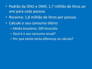 INTERDISCIPLINARIDADESLÍNGUA PORTUGUESA  (leitura e compreensão do texto e elaboração crítica)GEOGRAFIA (aspectos físicos e sócio-econômicos).SOCIOLOGIA (Contexto político e social).CIÊNCIAS (meio ambiente, saúde pública e outros)MATEMÁTICA (ferramentas estatísticas, porcentagem,  grandezas de medidas).