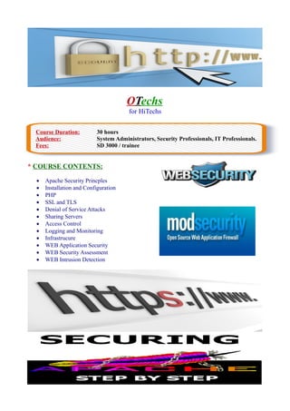 OTechs Advanced WEB Security Training Course | PDF