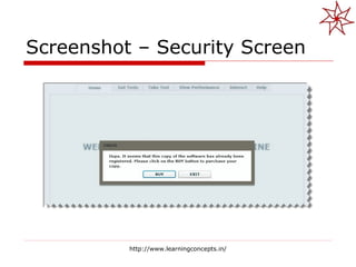 Screenshot – Security Screen http://www.learningconcepts.in/ 