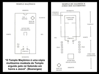 “O Templo Maçônico é uma cópia
 muitíssimo modesta do Templo
  erguido pelo rei Salomão em
  honra a Jeová". (Boanerges)
 