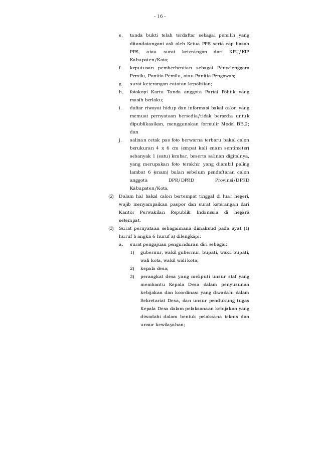 PKPU Nomor 20 tahun 2019 tentang syarat pencalonan legislatif