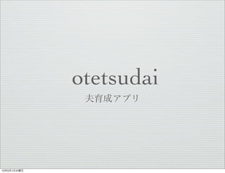otetsudai
夫育成アプリ
13年5月1日水曜日
 