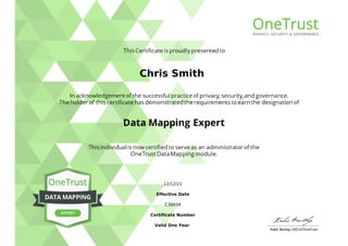 OneTrust Expert Data Mapping Certification | PDF