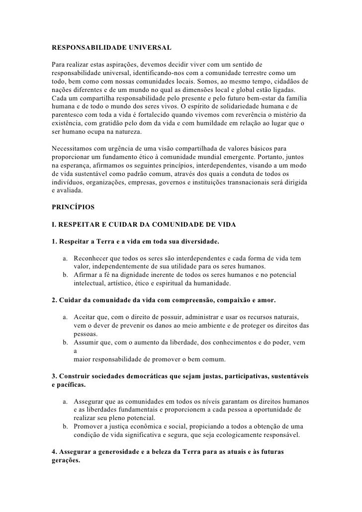 O texto da carta da terra