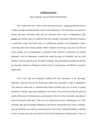 Реферат: Jealusy In Othello Essay Research Paper The