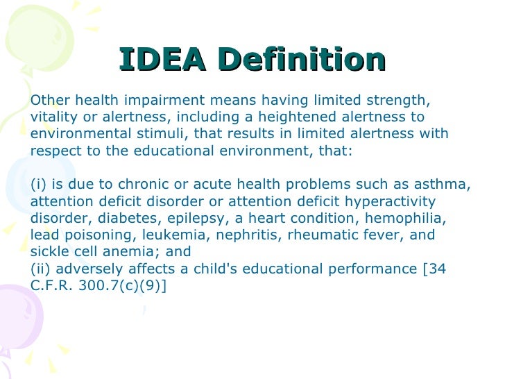 other health impairment Other health impairment early childhood special education 3 iv evaluation data analysis children ages 3 to 5 are considered to have an other health impairment when. other health impairment Other health impairment early childhood special education 3 iv evaluation data analysis children ages 3 to 5 are considered to have an other health impairment when.