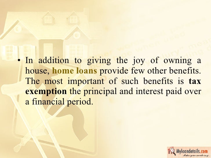 Other Home Loan Benefits Tax Exemption