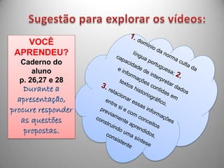 VOCÊ
APRENDEU?
Caderno do
    aluno
p. 26,27 e 28
 