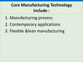 Manufacturing and Service Technologies | PPTX