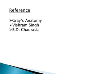 Reference
Gray’s Anatomy
Vishram Singh
B.D. Chaurasia
 