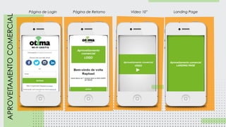 Aproveitamento comercial
LANDING PAGE
Vídeo 10”Página de Login Landing PagePágina de RetornoAPROVEITAMENTOCOMERCIAL
 