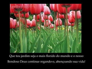Que teu jardim seja o mais florido do mundo e o nosso Bondoso Deus continue regando-o, abençoando sua vida ! 