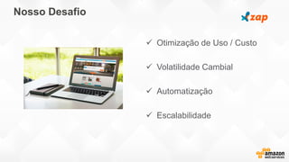 Nosso Desafio
 Otimização de Uso / Custo
 Volatilidade Cambial
 Automatização
 Escalabilidade
 