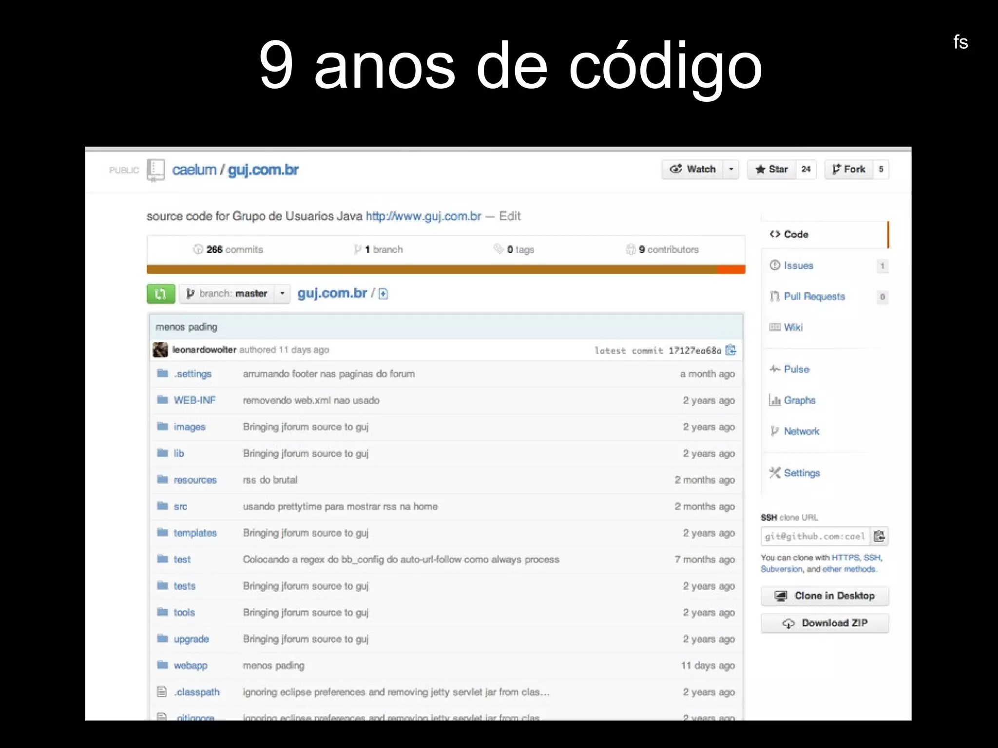 9 anos de código
fs
 