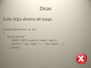 DicasLembre-se de executar exit() depois dos redirecionamentos if($redirect){   header("Location: index.php");}// algum código aqui
