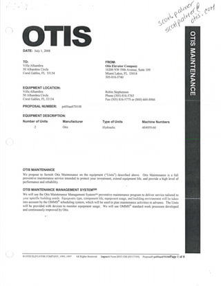 Otis Elevator Contract - Villa Alhambra