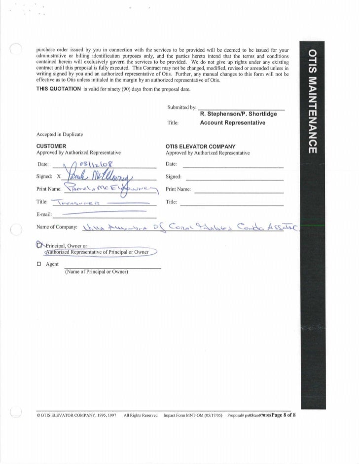 Otis Elevator Contract Villa Alhambra