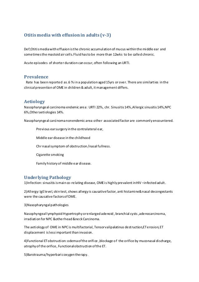 Otitis media with effusion in adults