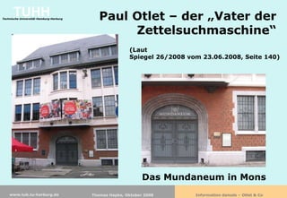 Information damals - Otlet & Co