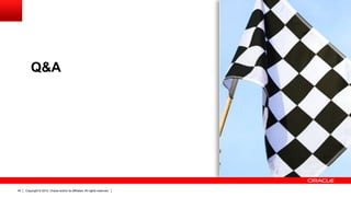 Q&A




45   Copyright © 2012, Oracle and/or its affiliates. All rights reserved.
 