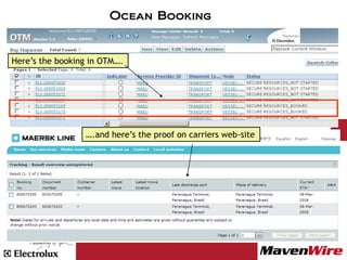 Ocean Booking


Here’s the booking in OTM….




                 ….and here’s the proof on carriers web-site
 