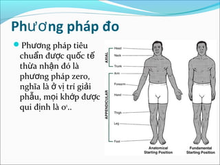 Ph ng pháp đoươ
Ph ng pháp tiêuươ
chu n đ c qu c tẩ ượ ố ế
th a nh n đó làừ ậ
ph ng pháp zero,ươ
nghĩa là v trí gi iở ị ả
ph u, m i kh p đ cẫ ọ ớ ượ
qui đ nh là 0ị 0
..
 
