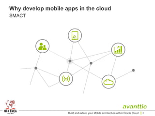 Why develop mobile apps in the cloud
SMACT
Build and extend your Mobile architecture within Oracle Cloud 8
 
