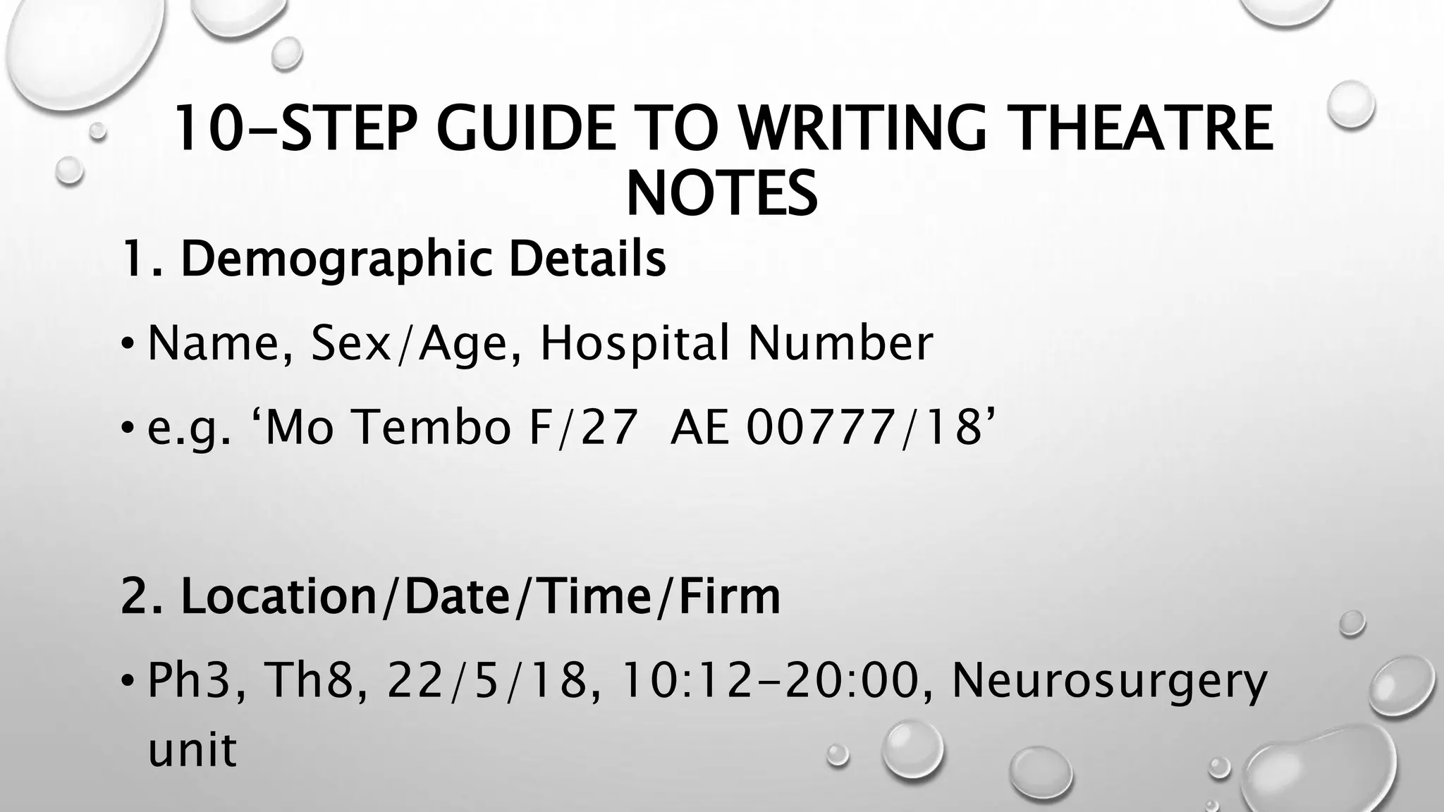 Writing Theatre Notes | PPTX