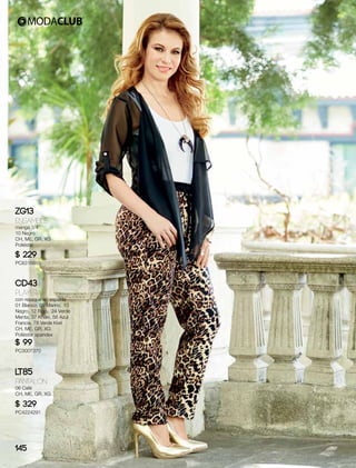 ZG13
Ensamble
manga 3/4
10 Negro
CH, ME, GR, XG
Poliéster
$ 229
PC8316885
CD43
Playera
con resaque en espalda
01 Blanco, 09 Marino, 10
Negro, 12 Rojo, 24 Verde
Menta, 37 Khaki, 56 Azul
Francia, 78 Verde Kiwi
CH, ME, GR, XG
Poliéster spandex
$ 99
PC3007370
LT85
Pantalón
06 Café
CH, ME, GR, XG
$ 329
PC4224291
145
 