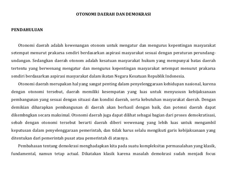 Otonomi Daerah Dan Demokrasi
