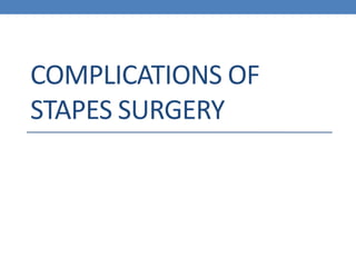COMPLICATIONS OF
STAPES SURGERY
 
