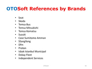OTOSoft References by Brands
   •   Seat
   •   Skoda
   •   Temsa Bus
   •   Temsa Mitsubishi
   •   Temsa Komatsu
   •  ...