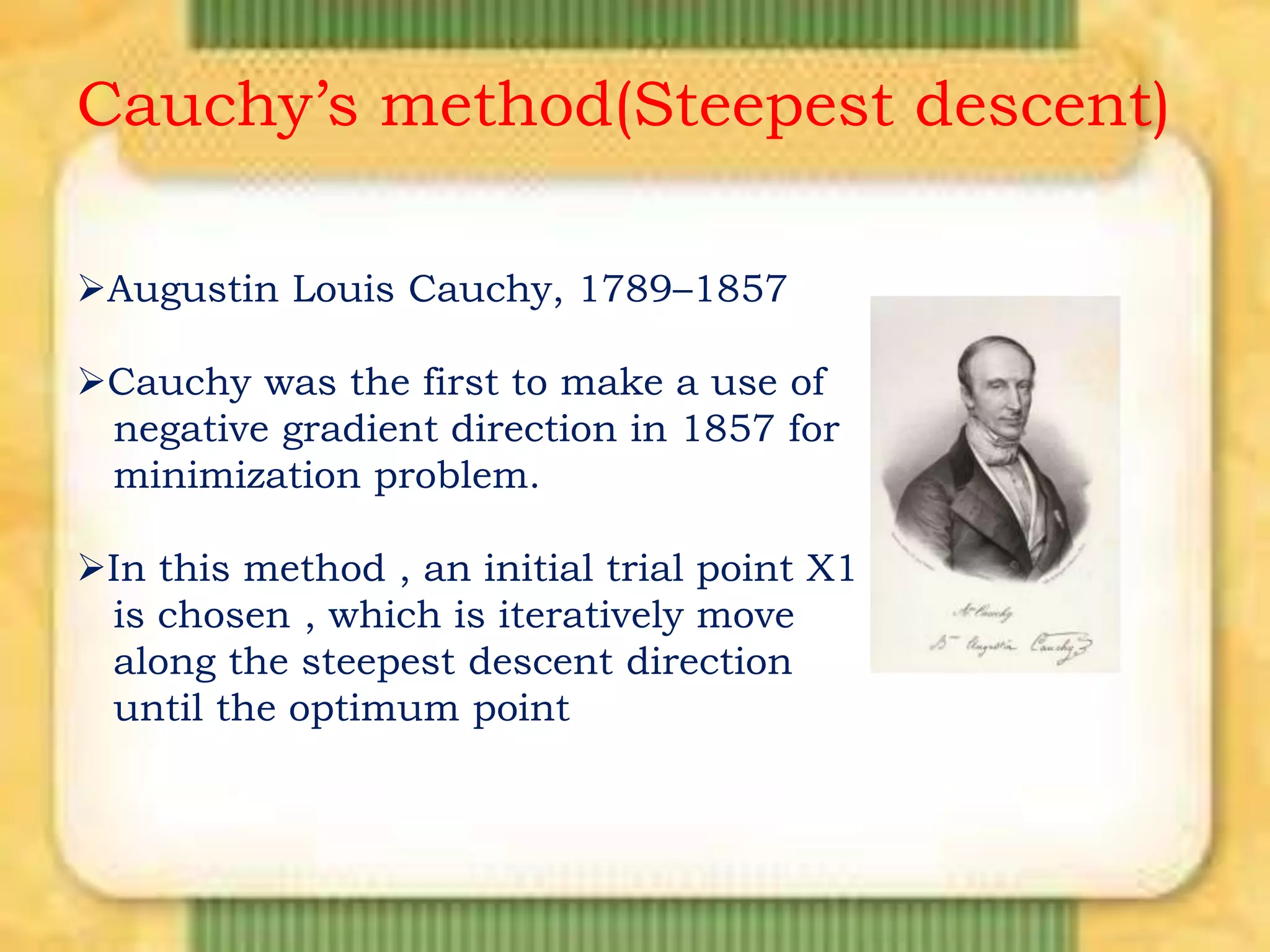 Gradient search cauchy method ppt