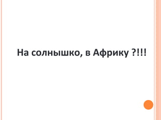 На солнышко, в Африку ?!!! 