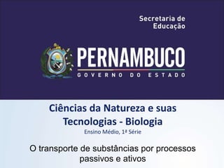 Ciências da Natureza e suas
Tecnologias - Biologia
Ensino Médio, 1ª Série
O transporte de substâncias por processos
passivos e ativos
 