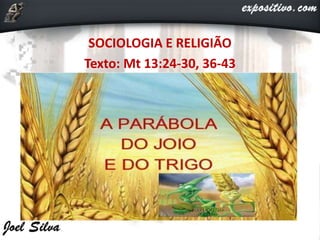 SOCIOLOGIA E RELIGIÃO
Texto: Mt 13:24-30, 36-43
 