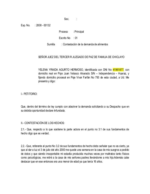 Otro demanda de alimentos