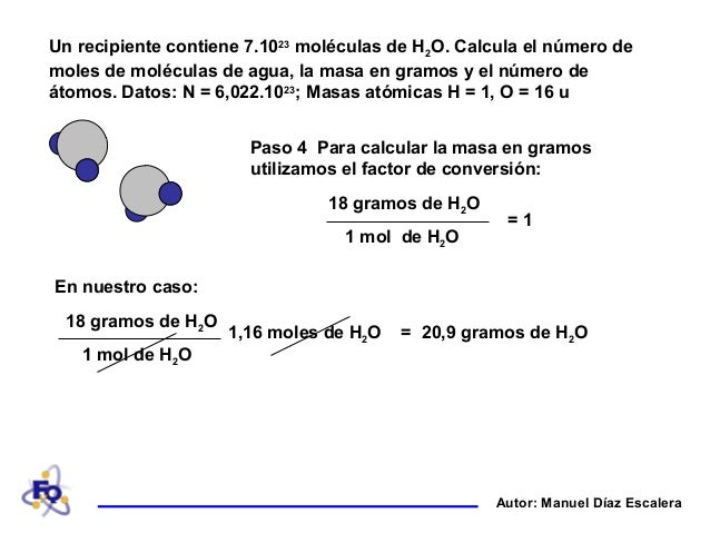 Ejercicios de moles con agua