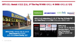 © 2015 Johan Kim7
OTT시대 : Rental 시대의 종료, 3rd Tier Pay TV VOD 서비스  SVOD 서비스로 대체
2013년 11월 , 미국내 가장 큰 규모의
Video Rental체인이었던...