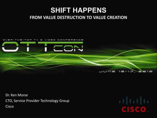SHIFT HAPPENSFrom VALUE DESTRUCTION to VALUE CREATION Dr. Ken Morse CTO, Service Provider Technology Group Cisco 