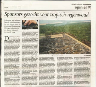 Artikel Sponsors gezocht voor tropisch regenwoud in Stentor 24-10-2009