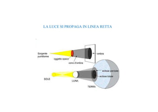 LA LUCE SI PROPAGA IN LINEA RETTA 
 