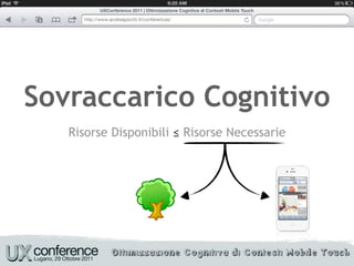 Sovraccarico Cognitivo
   Risorse Disponibili ≤ Risorse Necessarie
 