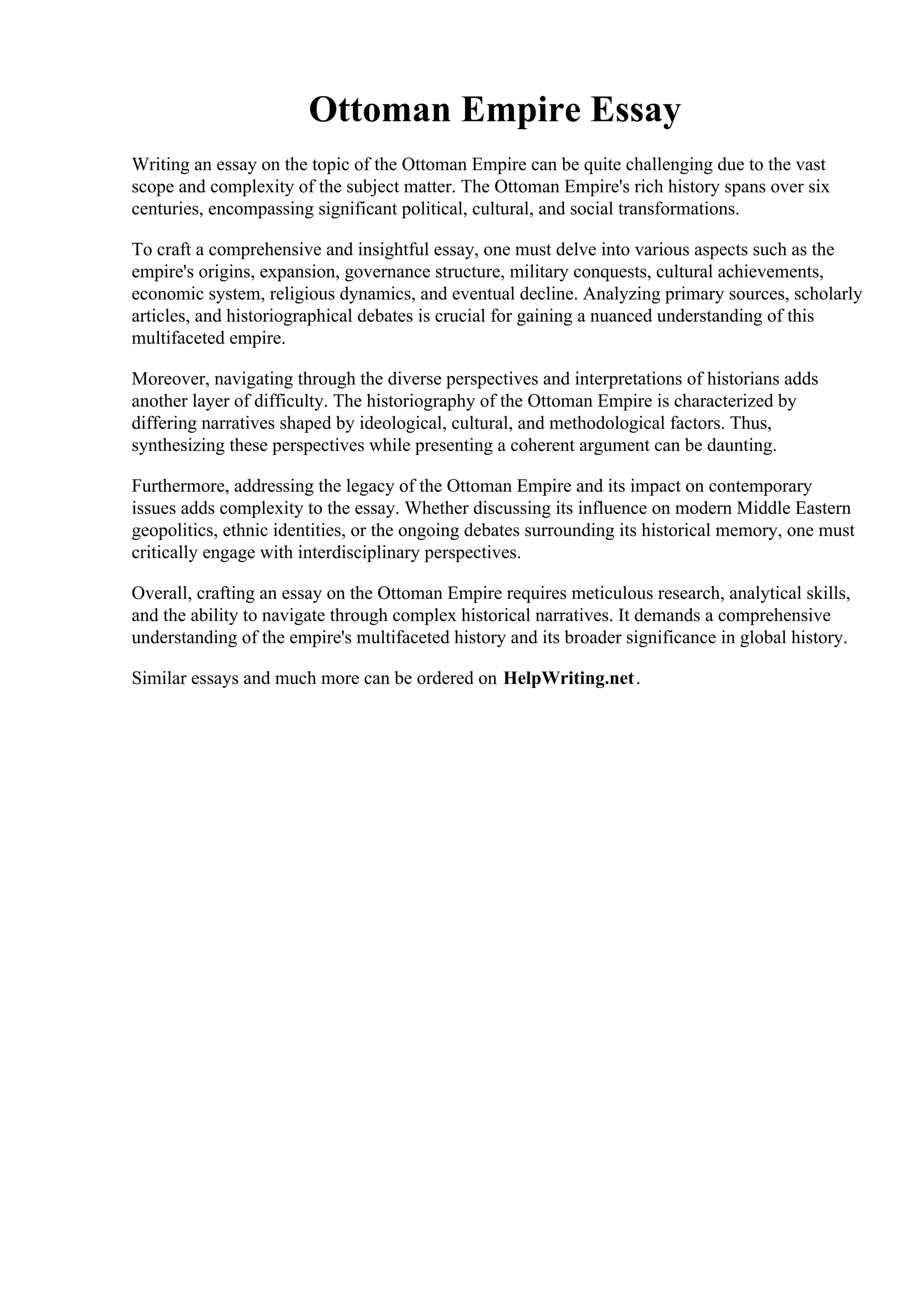 Ottoman Empire Essay. Ottoman empire religious tolerance essay PDF