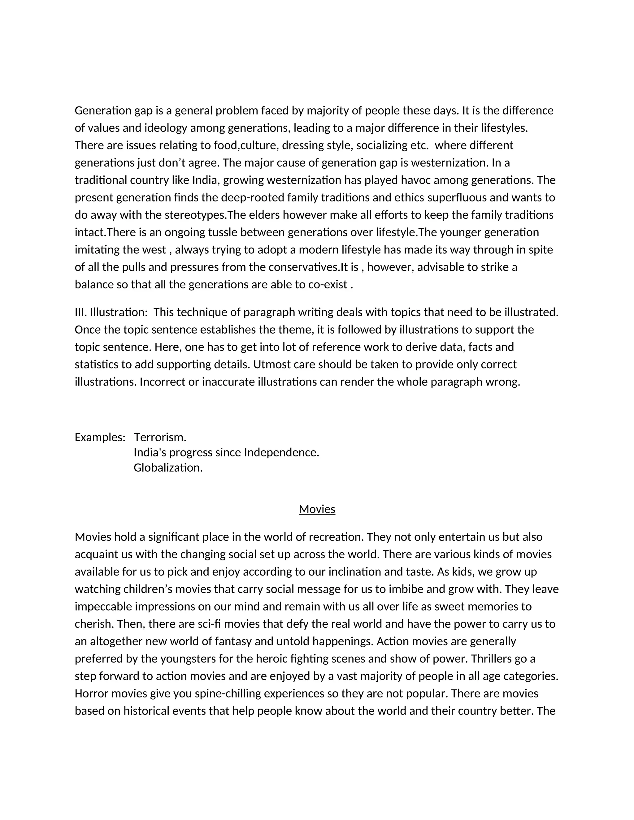 Gaps Paragraph Example PARAGRAPH WRITING for Graduation level students | DOCX